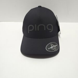 Ping Flex Fit Delta Golf Hat Cap Black Performance Adjustable Adult NEW